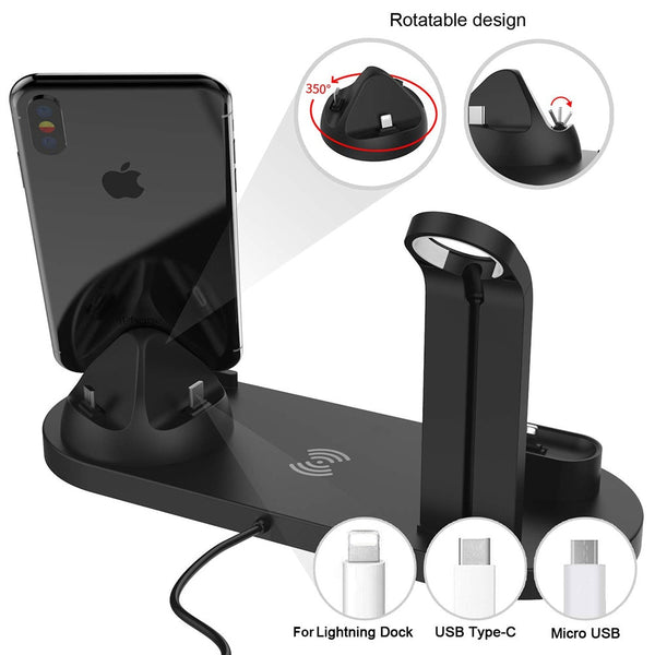 New 10W Qi Wireless Fast Charging Dock Station For Compatible iPhones Apple Watch Airpods