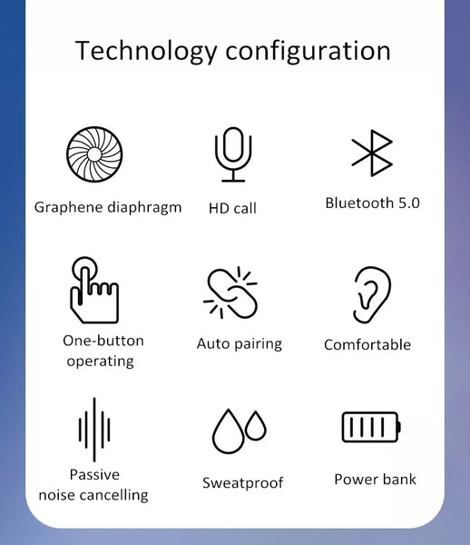 New TWS Graphene Bluetooth HiFi Stereo Auto Pairing Bilateral Call Wireless Earphone Headset With Charging Box
