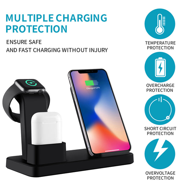 New 3-in-1 Fast Charging Dock Desk Station For Apple iPhone Watch Airpods Samsung Smart Phones