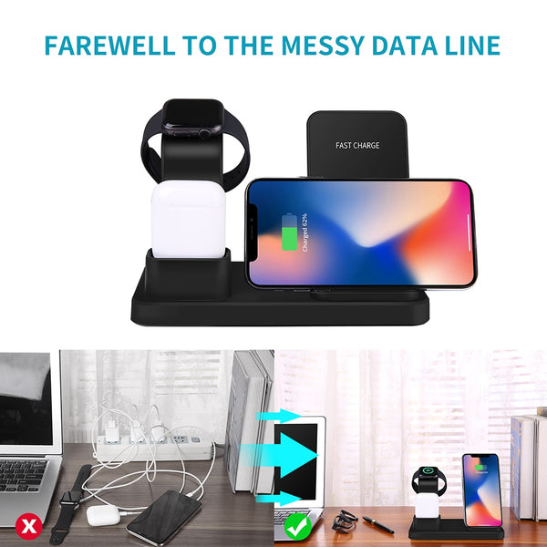 New 3-in-1 Fast Charging Dock Desk Station For Apple iPhone Watch Airpods Samsung Smart Phones