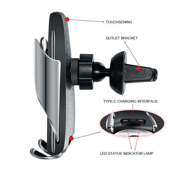 New Qi Fast Wireless Charger Phone Holder Car Mount For Samsung Galaxy S22 S21 S20 & iPhone 14 13 12 Series