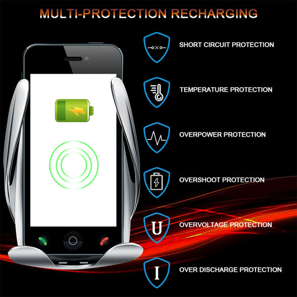 New Qi Fast Wireless Charger Phone Holder Car Mount For Samsung Galaxy S22 S21 S20 & iPhone 14 13 12 Series
