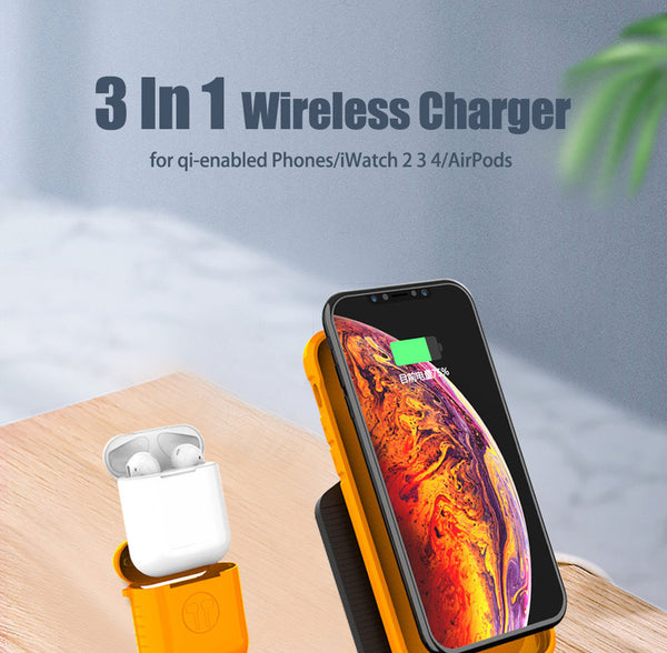New Fast 3 in 1 Wireless Charging Qi 10W Dock Station For iPhones AirPods Apple Watch
