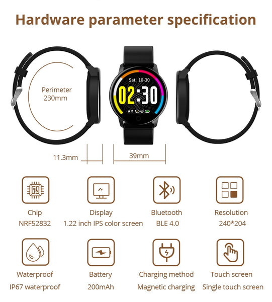 New Fitness Tracker Smart Watch Heart Rate Monitor Sport Smartwatch For iOS Android