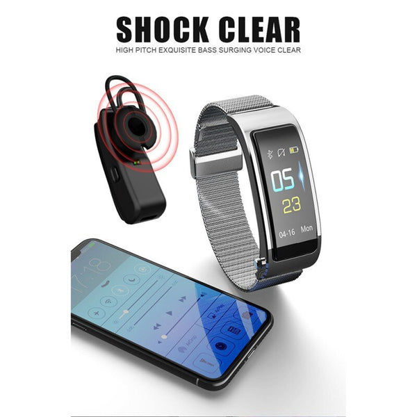 New Bluetooth 2 In 1 Smart Wristband Heart Rate Fitness Tracker Smartwatch Headset