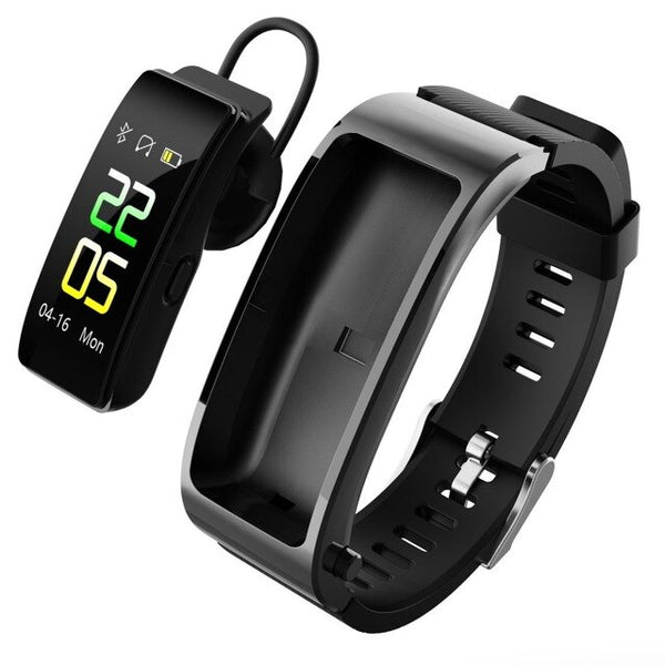New Bluetooth 2 In 1 Smart Wristband Heart Rate Fitness Tracker Smartwatch Headset