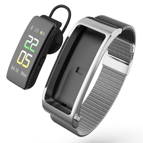 New Bluetooth 2 In 1 Smart Wristband Heart Rate Fitness Tracker Smartwatch Headset