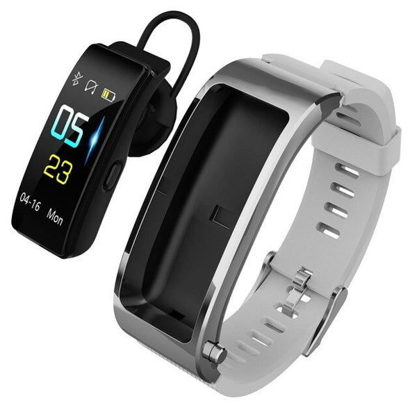 New Bluetooth 2 In 1 Smart Wristband Heart Rate Fitness Tracker Smartwatch Headset