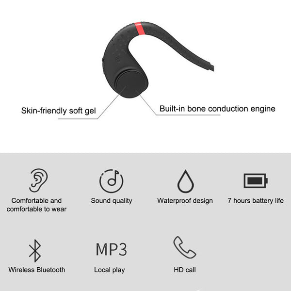 New Bone Conduction Bluetooth 5.0 Headset Stereo IPX 8 Waterproof Sports Swimming Running Hands Free Headphone Earbuds