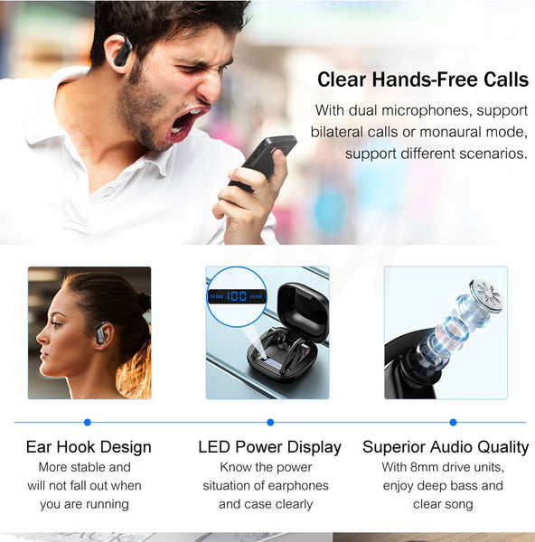 New Wireless Bluetooth V5.0 Earphone Ear Hook Wireless Headphone Sport Earphone For iPhone Android