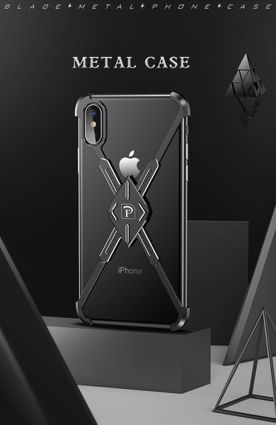 New X-Shape Saber Design Metal Shockproof Shell Bumper Case For iPhone XS MAX