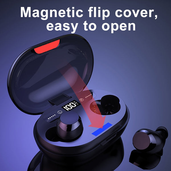 New TWS Wireless Bluetooth LED Display 3000mAh Power Bank Touch Control Sport Earbuds Headset With Dual Mic