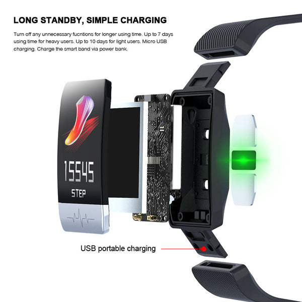 New Fitness Tracker Heart Rate Monitor IP67 Waterproof Weather Forecast Sport Smart Band Watch