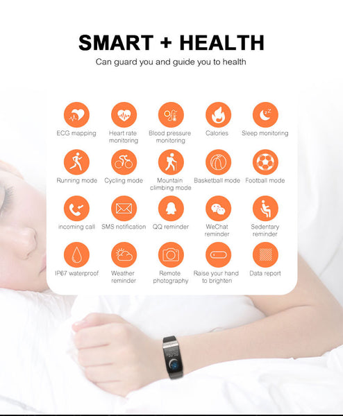 New Fitness Tracker Heart Rate Monitor IP67 Waterproof Weather Forecast Sport Smart Band Watch