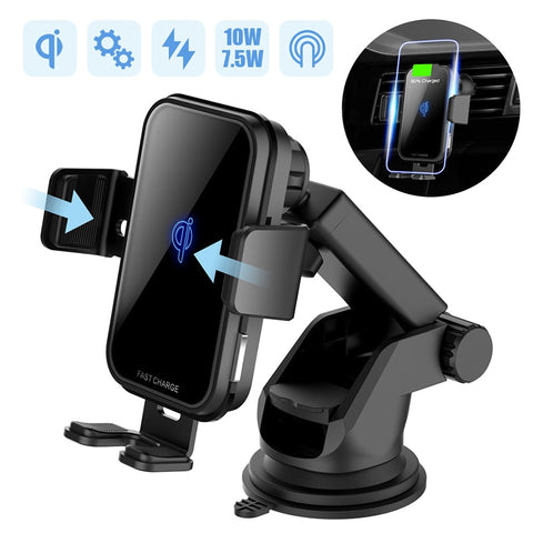 New 10W QI Wireless Fast Charge Car Charger Air Vent Dashboard Auto Clamp Mount For Samsung Galaxy S22 S21 S20 & iPhone 14 13 12 Series