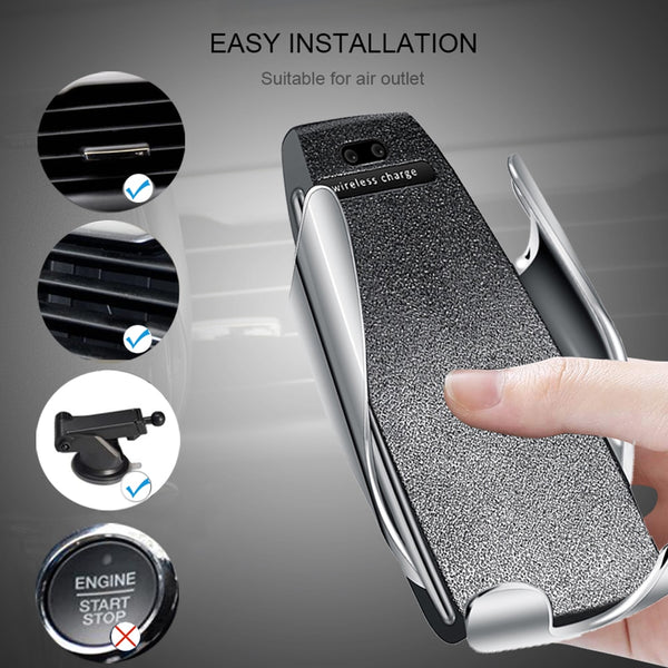 New Qi Fast Wireless Charger Phone Holder Car Mount For Samsung Galaxy S22 S21 S20 & iPhone 14 13 12 Series