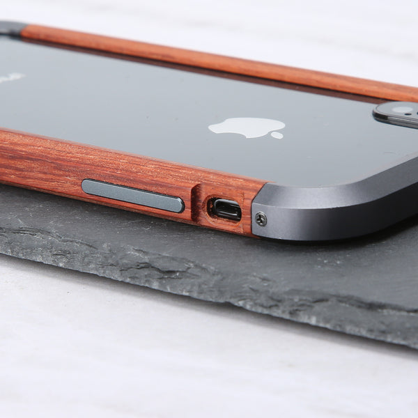 New Aluminum Metal Bumper Slim Natural Wood Armor Phone Protective Case For iPhone 15 14 13 Pro Max Series