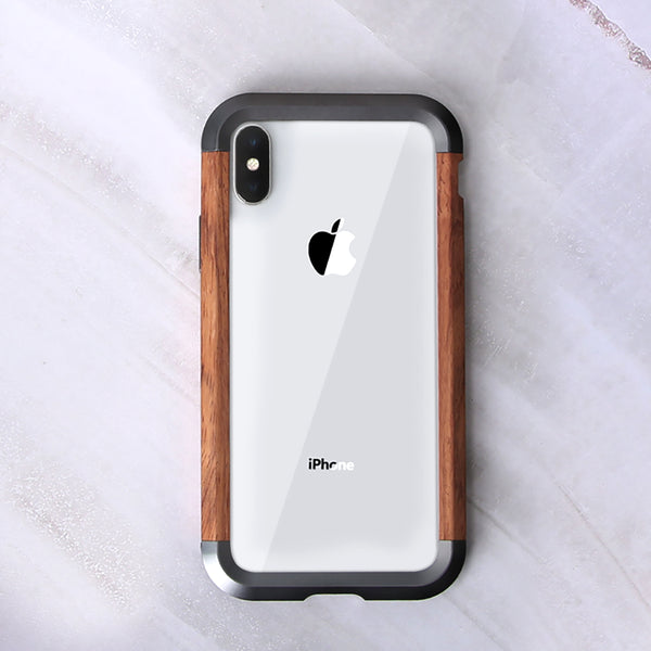New Aluminum Metal Bumper Slim Natural Wood Armor Phone Protective Case For iPhone 15 14 13 Pro Max Series