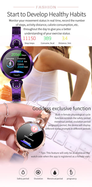 New Luxury Ladies IP67 Waterproof Heart Rate Fitness Tracker Bluetooth Fitness Tracker Bracelet