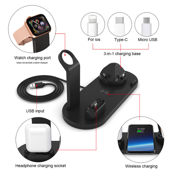 New 15W Fast Qi Wireless Charging Stand Dock Phone Holder Charger For iPhones Airpods Appe Watch