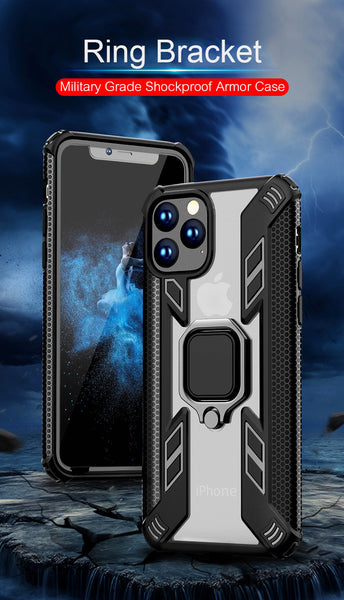 New Magnetic Ring Holder Shockproof Armor Clear Cover Case For iPhone 11 Pro Max X XS XR Series