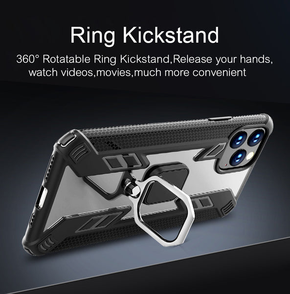 New Magnetic Ring Holder Shockproof Armor Clear Cover Case For iPhone 11 Pro Max X XS XR Series