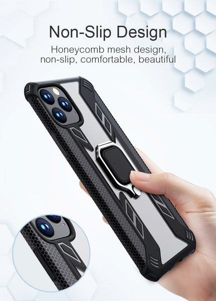New Magnetic Ring Holder Shockproof Armor Clear Cover Case For iPhone 11 Pro Max X XS XR Series