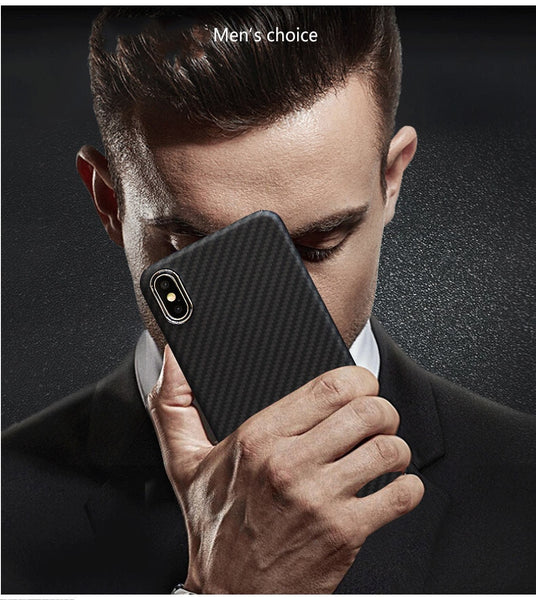 New Aramid Fiber Ultrathin 360° Full Protection Carbon Fiber Fitted Cover Case For iPhone X XS XR 11 12 Pro Max Series