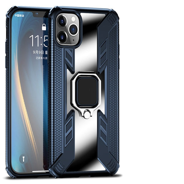 New Magnetic Ring Holder Shockproof Armor Clear Cover Case For iPhone 11 Pro Max X XS XR Series