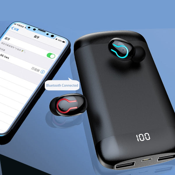 New Wireless Bluetooth Earphones Earbuds With Mic Headset Power Bank For iPhones Androids