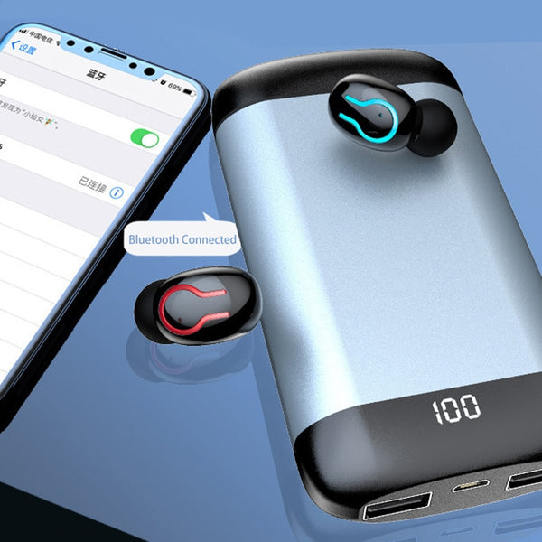 New Wireless Bluetooth Earphones Earbuds With Mic Headset Power Bank For iPhones Androids