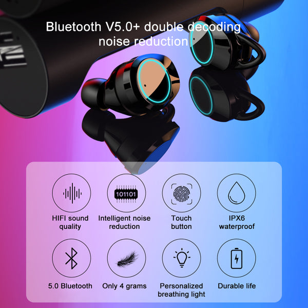 New  Bluetooth 5.0 Touch Control TWS Mini Wireless Earphones Sport Headset With Mic IPX7 Waterproof Earbuds