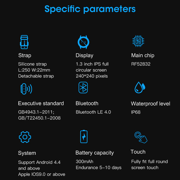 New IP68 Waterproof Heart Rate Fitness Tracker Full Touch Screen Smartwatch For iPhone Samsung Xiaomi