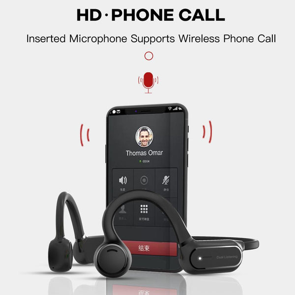 New Bluetooth Bone Conduction Headphones With Mic In-Ear Headset For Samsung iPhone Xiaomi