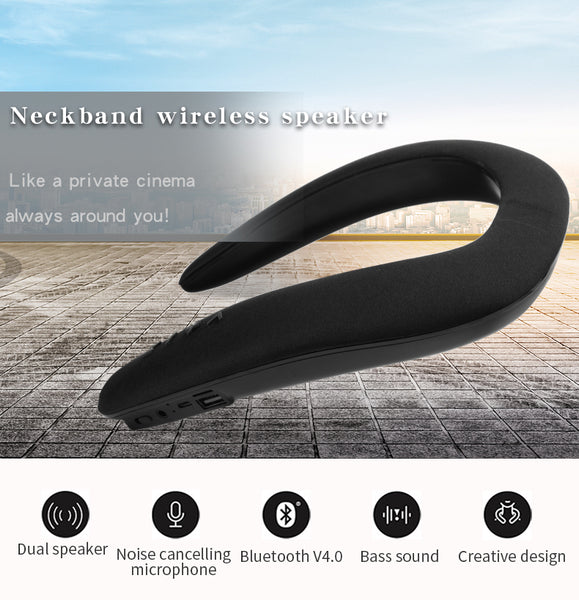 New Portable Bluetooth Neckband Dual 3D Stereo Sound Speakers For iPhone Androids