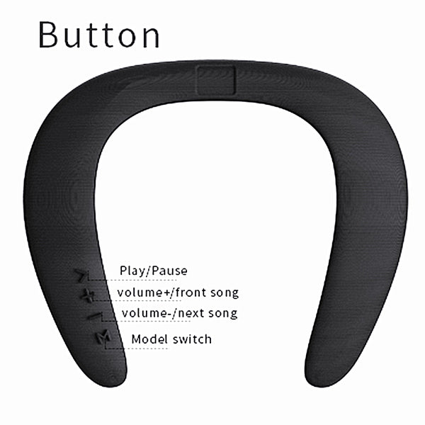 New Portable Bluetooth Neckband Dual 3D Stereo Sound Speakers For iPhone Androids