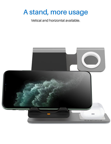 New 3-in-1 Aluminum Qi Wireless Charging Station Dock Stand For Airpods Apple Watch iPhones