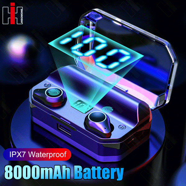 New 9D Stereo Bluetooth 5.0 Wireless Earphones IPX7 Waterproof Earbuds With Smart Power Bank