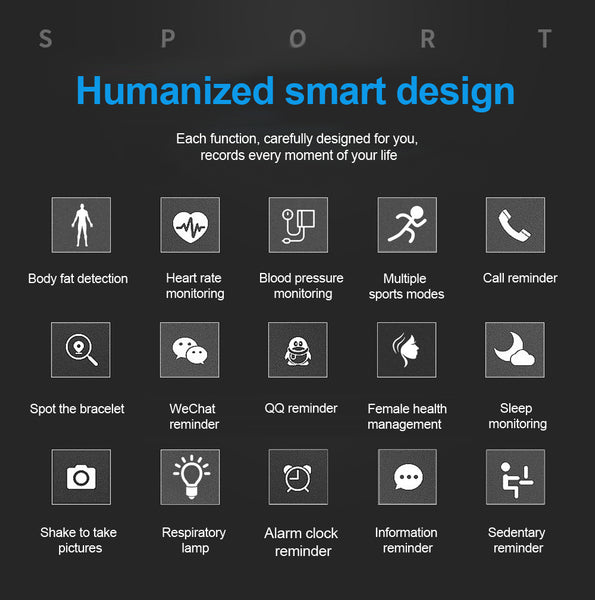 New Heart Rate Fitness Tracker Weather Forecast Sport Digital Wristband Smartwatch For iPhone Samsung Xiaomi