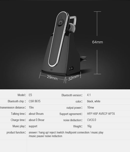 New Deluxe Handsfree Wireless Stereo Bluetooth 4.1 Traveler Earphone Headset With Mic