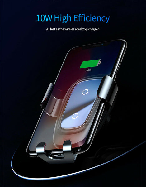 New Fast Wireless Car Mount Holder Charger For Compatible iPhones and Samsung Smart Phones