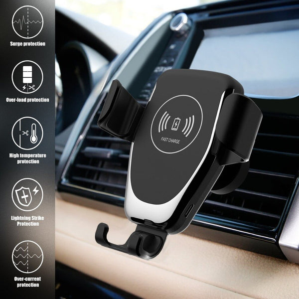 New Fast Qi Wireless Car Mount Holder Charger For Compatible iPhones Samsung Xiaomi