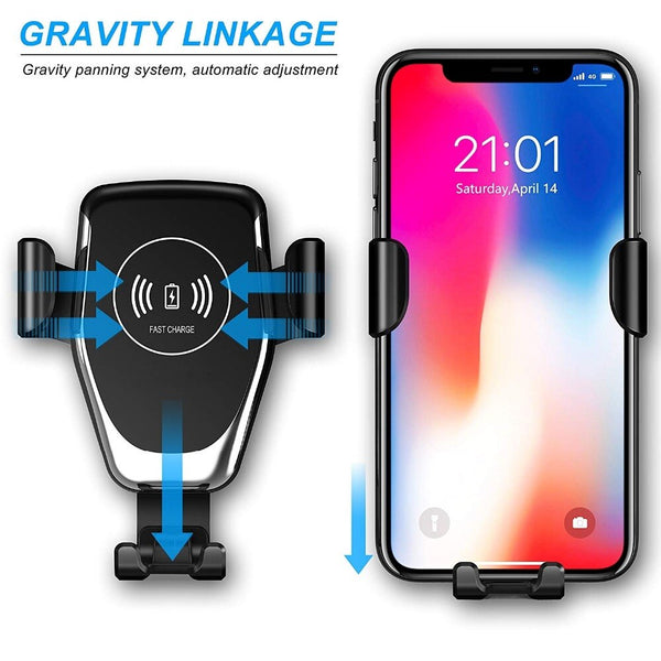 New Fast Qi Wireless Car Mount Holder Charger For Compatible iPhones Samsung Xiaomi
