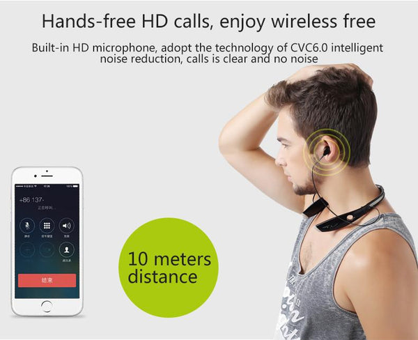 New Portable Sport Wireless Bluetooth Stereo Neckband Headset With Microphone