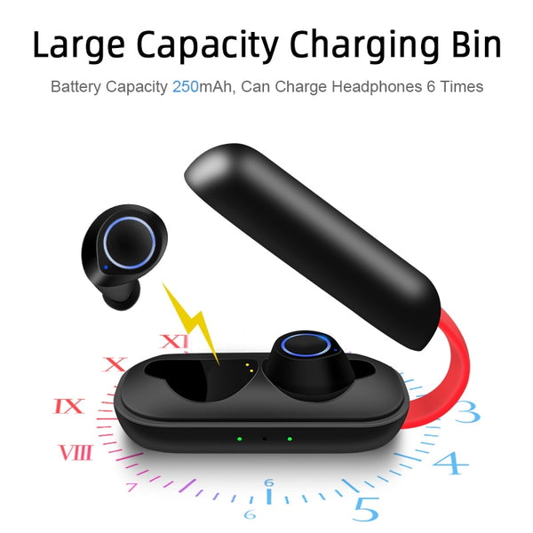 New TWS Wireless Bluetooth Earphones 6D Stereo Headset Bluetooth Headphones With Mic Charging Box