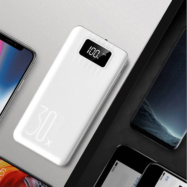 New 30000mAh Digital Display Flashlight Fast Charging Power Bank Case For iPhones Samsung Xiaomi