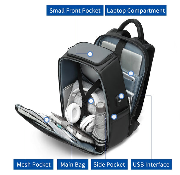 New 15.6''USB Charge Multi-Layer Backpack Travel Bag Casual Business Mochila