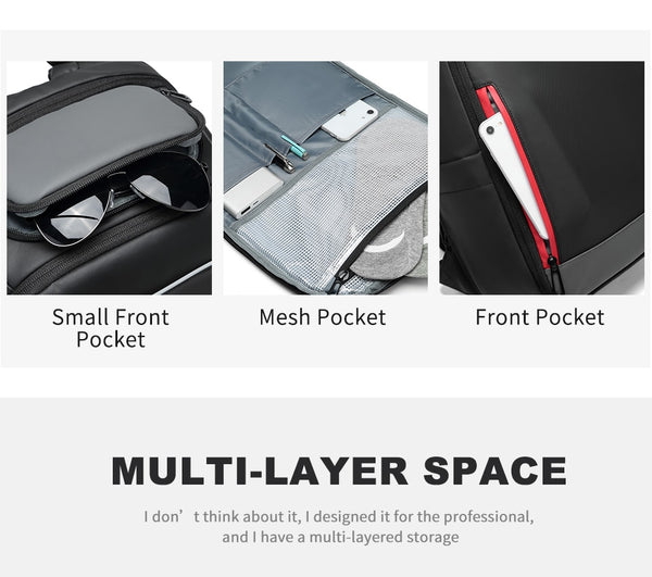 New 15.6''USB Charge Multi-Layer Backpack Travel Bag Casual Business Mochila