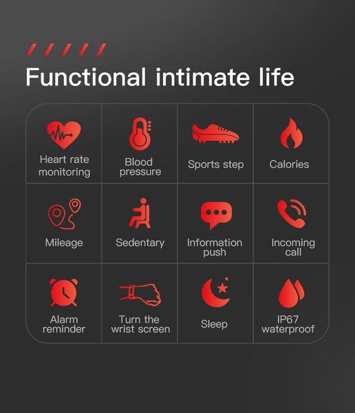 New Heart Rate Fitness Tracker 1.3'' Inch Full Touch Screen Bracelet Smart Watch