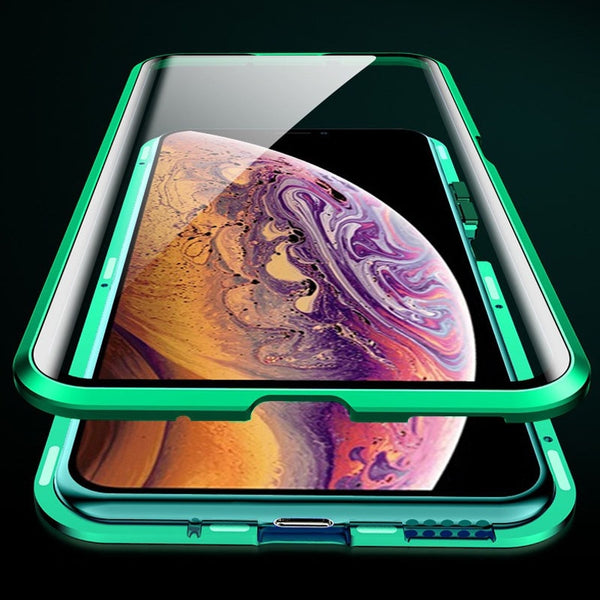 New Metal Magnetic Tempered Glass Protective Case For iPhone 11 Pro XS Max Series
